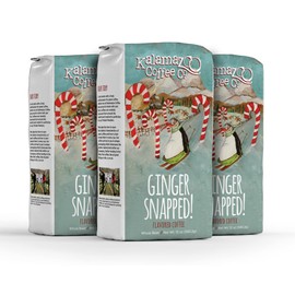 KALAMAZOO COFFEE COMPANY Ginger Snapped Whole Bean Coffee - Holiday Flavored Coffee | 12oz Bag (3 Pack)
