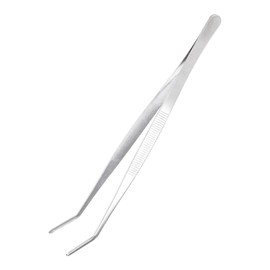 sourcing map Kitchen Tweezers Stainless Steel, 10 Inch Food Tongs Fine Cooking Tweezers Set Extra-Long Tweezer Tongs for Cooking Grill Baking BBQ, Silver Bend Clip