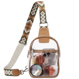 BOSTANTEN Clear Bag Stadium Approved Transparent Sling Bag Crossbody Purse Chest Bag for Concerts Festivals Sports Events