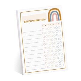 Modern Rainbow Responsibility Chart Sticky Note Pad / 50 Sheets / 8" x 11.5" Boho Chore Tracker Sticky Notes/Weekly Accountability Checklist/Made in The USA