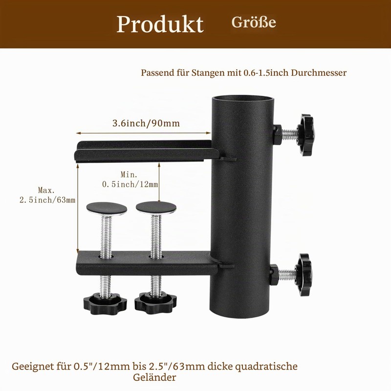 VANROUG Patio Umbrella Holder Clamp, Parasol Bracket, Outdoor Umbrella Mount