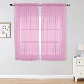 OWENIE Sheer Curtains Light Pink, Sheer Curtains 63 inches Length 2 Panels Set, Rod Pocket Voile Fimly Sheer Drapes for Living Room/Bedroom, 2pcs, Each 42" W x 84" L
