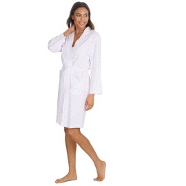 GM Apparel Women’s Kimono Dressing Gown | 100% Jersey Soft Cotton Long Sleeve Robe | Ladies Nightgown Bathrobe with Pockets (UK- S, Pink Floral)