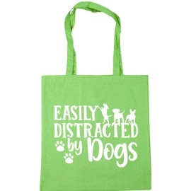 Hippowarehouse Easily Distracted by Dogs Tote Shopping Gym Beach Bag 42cm x38cm, 10 litres