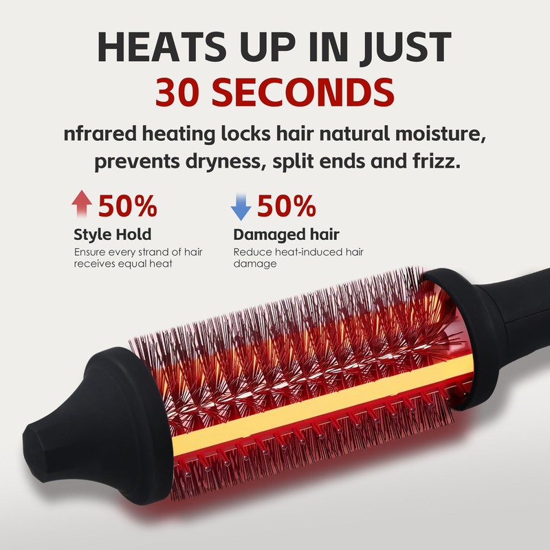 1.75" Infrared Thermal Round Brush, Anti-Frizz Curling Iron