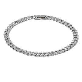 Treasure Bay Chain Bracelet for Men, 6/7/8/910/11/13 MM Width | Stainless Steel Cuban Curb Link Chain Length 19.5cm, 21cm and 23cm (21 Cm, 6 MM - Stainless Steel)