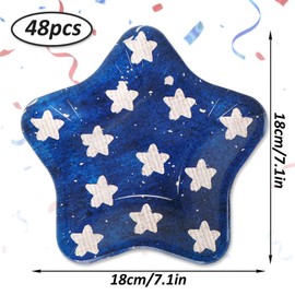 JarThenaAMCS 48Pcs Patriotic Paper Plates Vintage Star Disposable Plates 2 Designs Red Blue Star Stripe 4th of July Decorative Plates for Independence Day Party Supplies Table Decorations, 7.1 in