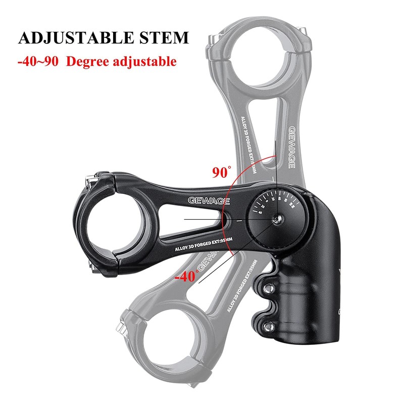 Bike Stem - 130 Degree Adjustable Bicycle Stem- 75mm 90mm