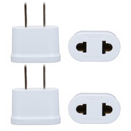 4 Stück EU to US Adapter, Adapter Deutschland USA Stecker, Adapter USA Deutschland Stecker für Europa, USA, China, Japan, Kanada, Mexiko Weiß