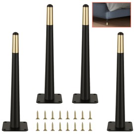 WOPPLXY 4 Pcs 12 Inch Furniture Legs, Straight Conical Metal Table Legs, Black Gold Mid-Century Style Furniture Replacement Legs for Sofa Cabinet Table Chair Cupboard Ottoman Home DIY Projects