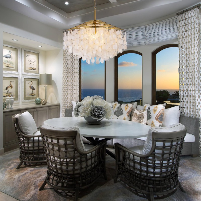 TOCHIC Capiz Shell Chandelier, 6 Lights Gold Coastal Chandelier Light