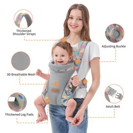 BABYPARK 3-in-1 Baby Carrier Newborn to Toddler - Ergonomic(7.5-45lbs),Cozy Baby Carrier，Enhanced Lumbar Support，Easily AdjustableLightweight & Breathable Child Carrier (Leaf)