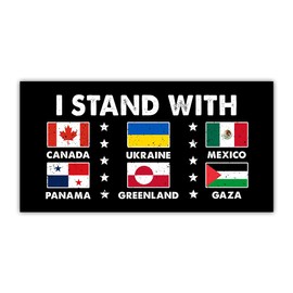 BAVAHA (3pcs) [7.5"x3.75"] I Stand with Canada Mexico Ukraine Bumper Sticker Resist Stickers Panama Greenland Gaza Flag Liberal Leftist Gifts Anti Felon Presidents Decal for Car Truck Windows Vehicle