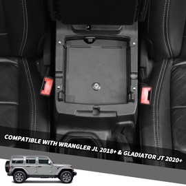 Jimen for JL/JT Lock Box, Center Console Locking Lid Safe Armrest Storage Compatible with Jeep Wrangler JL & Gladiator JT 2018-2024