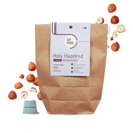 CUP VERDE 30 Hazelnut Coffee Capsules Nespresso* Compatible. HOLY HAZELNUT 100% Arabica with Irresistible Hazelnut Flavour. Sustainable - Climate Neutral and Incredibly Delicious (Pack of 30)