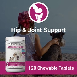Vet Classics ArthriEase-Gold Hip & Joint Support for Dogs, Cats, Horses – Chewable Tablet Health Supplement – Alleviate Aches, Discomfort – for Flexibility, Healthy Joint – Antioxidant
