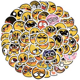 60Pcs Happy Smile and Sad Face Stickers Pack, Graffiti Waterproof Vinyl Stickers for Water Bottle Laptop Guitar Computer Phone Journal Scrapbooking, Cute Reward Stickers for Teens Kids