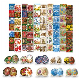 Egg Wraps Easter Set for Pysanky 70 Pcs - Thermo Heat Easter Egg Wraps Ukrainian - Traditional Easter Egg Shrink Wrappers with Patterns - Orthodox Slavic Ukrainian Egg Decorating Kit