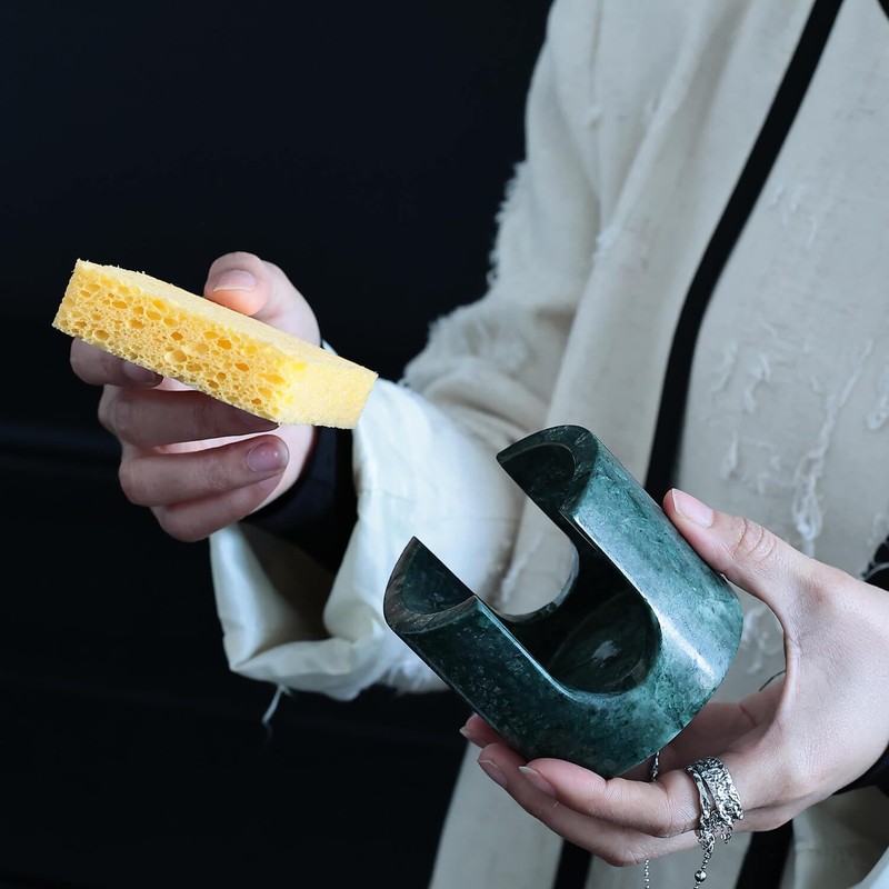 JIMEI Travertine Marble Sponge Holder for Kitchen Sink - Natural