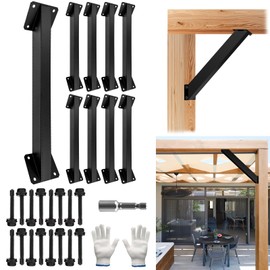 VOTWOOFV 45 Degree Angle Support Pergola Brackets 4Pack,Heavy Duty Steel Connectors for Indoor & Outdoor Wood Post Structures,DIY Corner Braces Inside Joint Brackets for Gazebos,Patios,Porchs - 8Pack