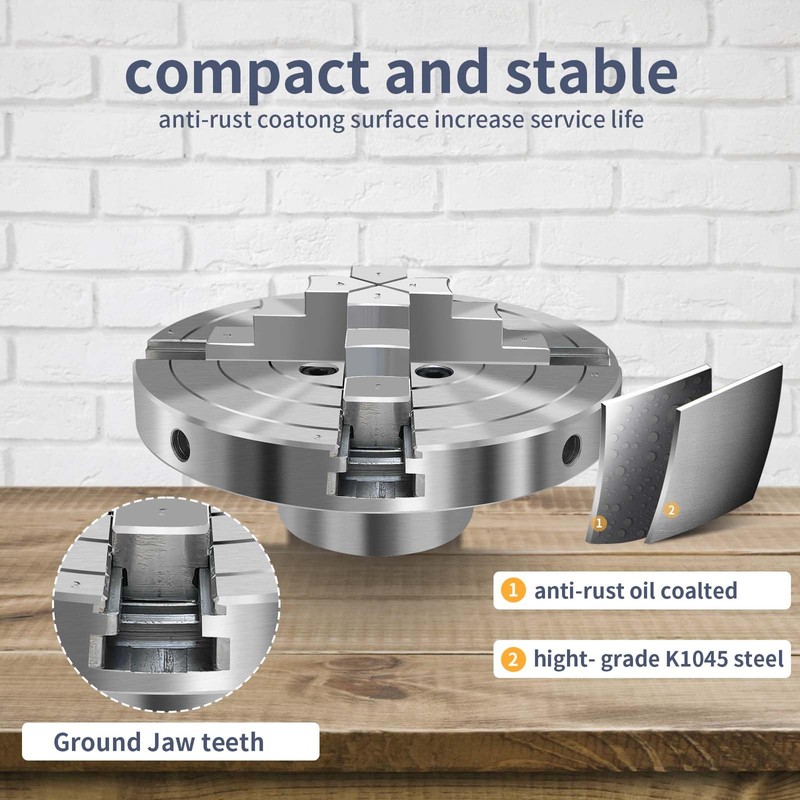 NNBWKIXI 6 Inch Wood Lathe Chuck Set 4 Jaws Self-Centering