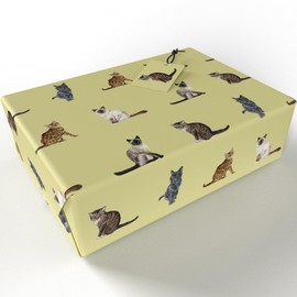 Luxury ECO Gift Wrap - 6 sheets/tags - Cat Breeds and Wellington Beige - Birthday - Recycled & Recyclable Wrapping Paper - Re-wrapped