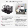 Vlando Desk Organiser with Drawer, Leather Office Stationery Desk Tidy