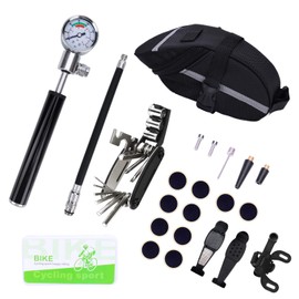 OBEST Puncture Repair Kit, 16-in-1 Multitool Bicycle Tool Set, Cross Bike/Road Bike Waterproof Storage Bag Protection