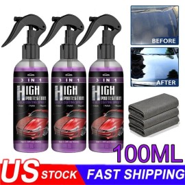 Unbranded 100ML 3 in 1 High Protection Quick Car Coat Ceramic Coating Spray Hydrophobic US - 1 Applicator Pad