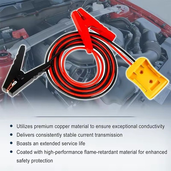 Jumper Cables for Car with Adapter for Dewalt Battery 8AWG