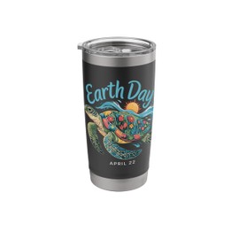 Earth Day 2025 Restore Earth Sea Turtle Art Save the Planet Stainless Steel Insulated Tumbler