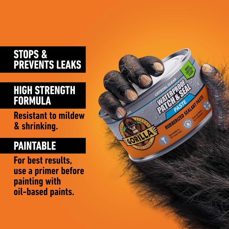 Gorilla Waterproof Patch & Seal Rubberized Sealant Paste, 12.8 Ounce