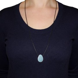 Morella Fabric Necklace, 80 cm, with Gemstone Drop Pendant, in Jewellery Bag, None