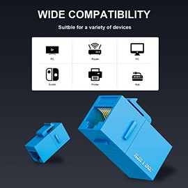 iwillink Acoplador Keystone Rj45 Cat6, Paquete de 25, Conector Keystone Cat6 Hembra A Hembra, Inserto de Acoplador Keystone Utp, Conector Keystone, Azul