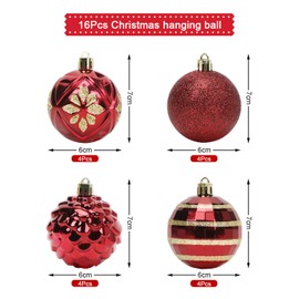 Christmas Baubles Red Set of 16 Christmas Tree Baubles Red 6 cm Plastic Christmas Tree Baubles Red Gold Christmas Tree Decoration Christmas Tree Decoration