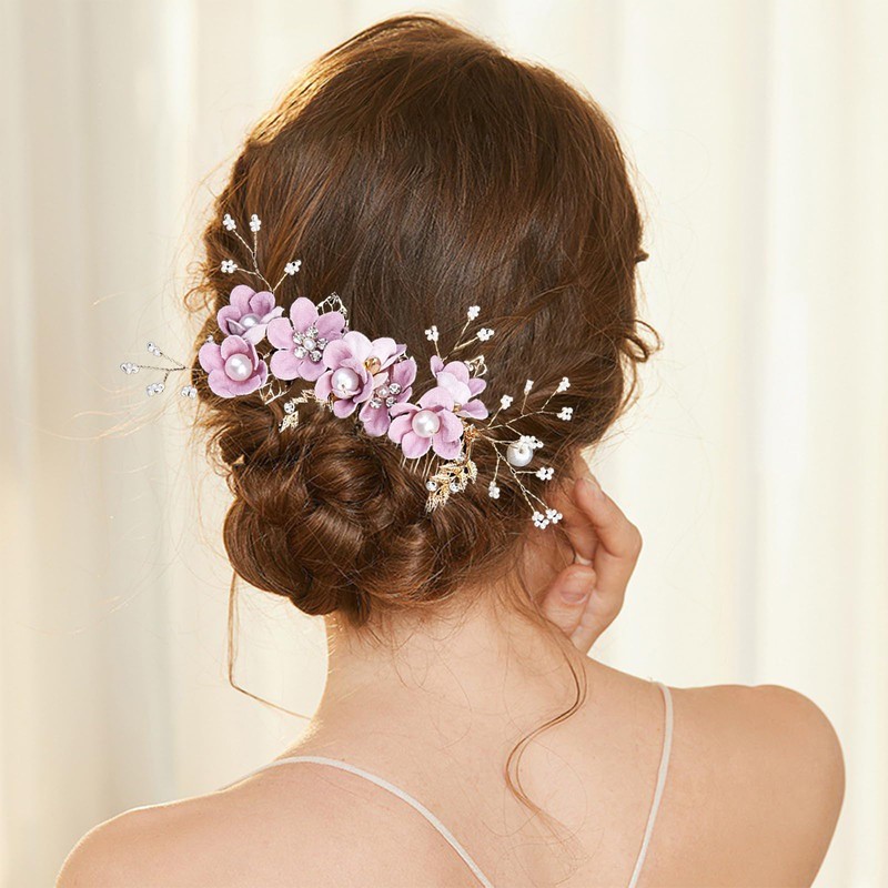 Anfiodas Hair Ornament, Hair Accessories, 4-Piece Set, Kimono, Pearl, Kimono,