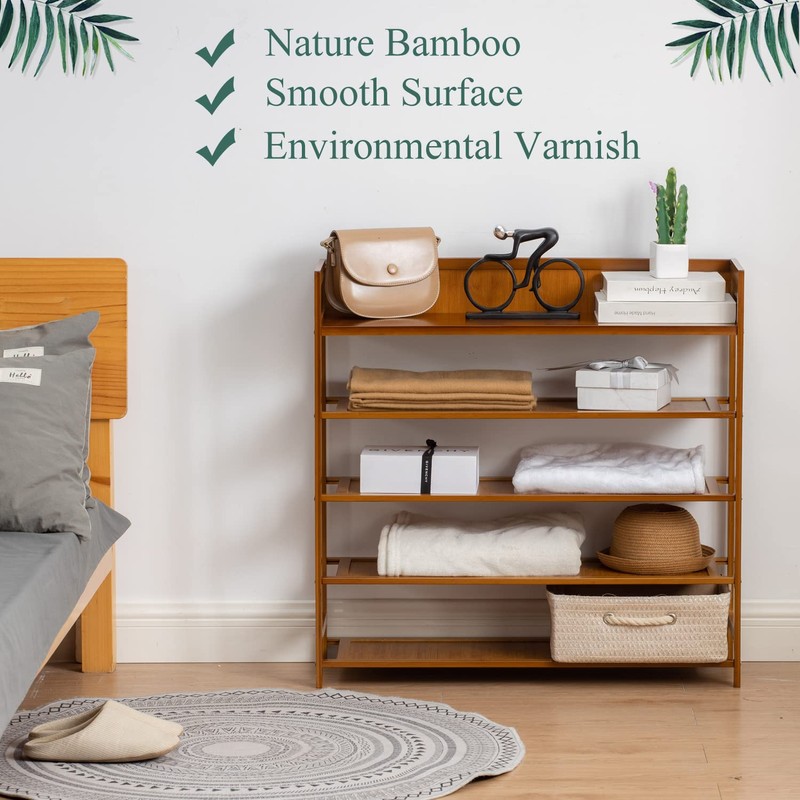 latifolia Bamboo Shoe Rack, 5-Tier Shoe Rack Organizer for Entryway,