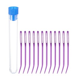 uxcell 1 Set Yarn Needle Kits, 2.76" Tapestry Needle Bent High Carbon Iron Large Eye Sewing Darning Needles Hand Sewing Needle with Storage for Hand Sewing Art Crafts, Purple, Transparent
