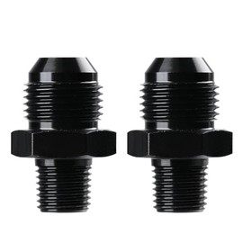 Ucreative 8AN Male Flare to 1/4" NPT Pipe Fitting Adapter Aluminum Straight Black 2Pcs