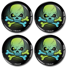 SkinoEu 4 x 68 mm Stickers for Hub Caps Wheel Centre Caps Rim Stickers Skull Green A 5468 Z*