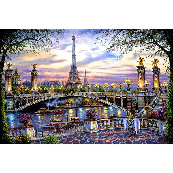 1000 Pieces Puzzles for Adult Wooden Jigsaw Puzzle 1000 Piece Puzzle Adult Children Elderly Puzzle Flower Eiffel Tower Paris Bridge Puzzle Gift for Mom Dad Family Friend Home Decor Wall Art 29.5x20IN