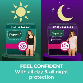 Depend Fresh Protection Incontinence Underwear for Women, Adult Diapers, L,28 CT
