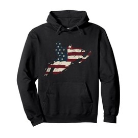 Proud American Flag Snowmobiling Gift Snowmobile Riding Pullover Hoodie
