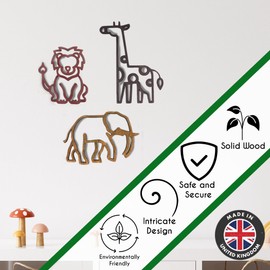 Safari Animals - Set of 3 - Safari Nursery Accessories for Newborn Baby boy and Baby Girl, Nursery Decor or Nursery Furniture, Kids Bedroom Accessories