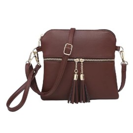 JEN & CO. Tara Crossbody Bag in Dark Chocolate - Vegan Leather Purse for Women, Cross Body Bags Wristlet Purses