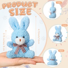Sotiff 24 Pcs Plush Bunny Stuffed Animal Gift Bulk 4.7 Inch Mini Bunnies Keychain Doll Furry Rabbit with Bow Tie for Birthday Baby Shower Party Favor Gifts Classroom Rewards(Light Color)