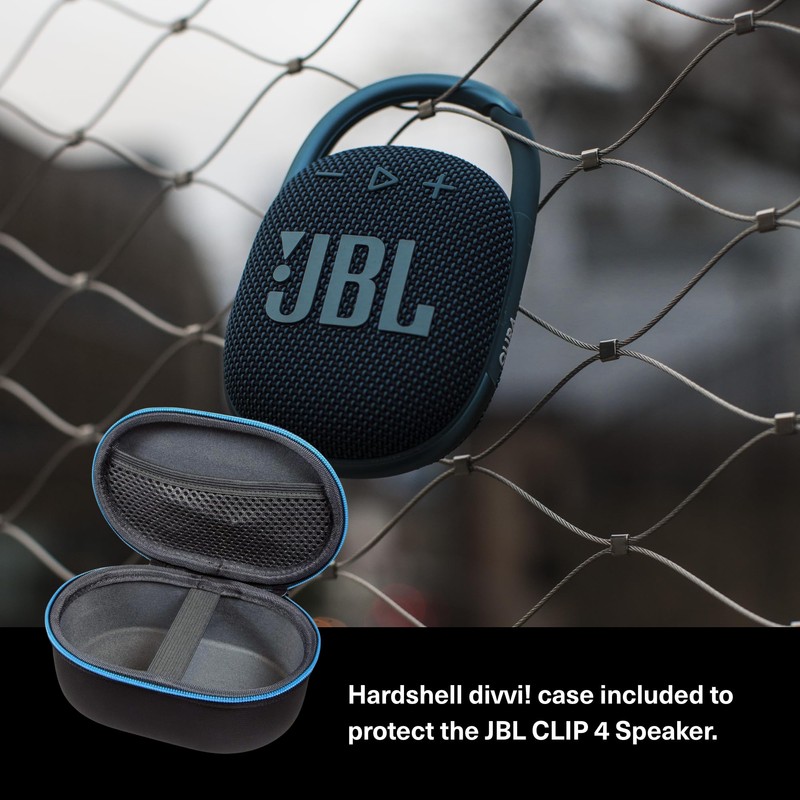 JBL Clip 4 Portable Bluetooth Speaker (Blue) + Bundle with