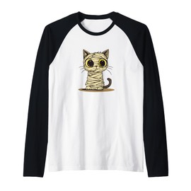 A Spooky and Adorable Mummy Cat Costume for Boys and Girls Raglan Baseball Tee