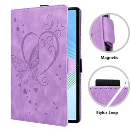 Auslbin Protective Case Compatible with Honor Pad X9 / X8 Pro 11.5 Inch Case, PU Leather with Butterfly Embossed and Stand Function Flip Case, for Pad X9 / X8 Pro, Purple