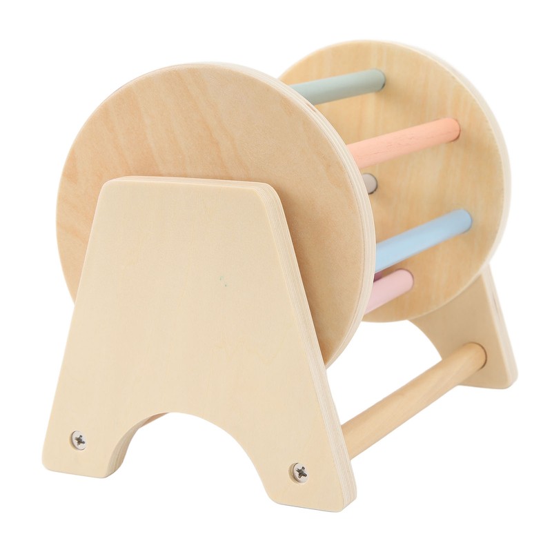 Wooden Rattle Rolling Drum Logic Thinking Hand Eye Coordination Safe